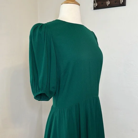 REFORMATION Dulce Mini Puff Sleeve Dress in Emerald, 8 - Picture 5 of 16